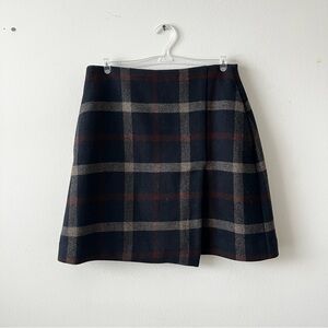 Uniqlo Navy Plaid Wool Skirt